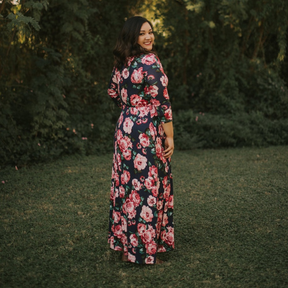 🌱 3 LEFT 🌱 Floral Navy & Pink Dress - Picture 7 of 8